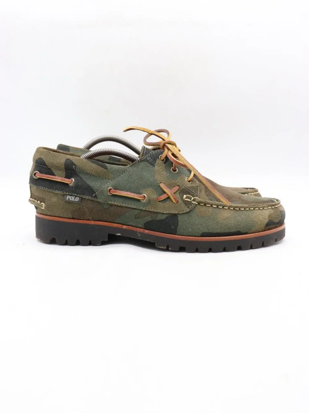 Polo Ralph Lauren Ranger Deck Suede Shoes Men's Size 11.5 Camo Green Camouflage